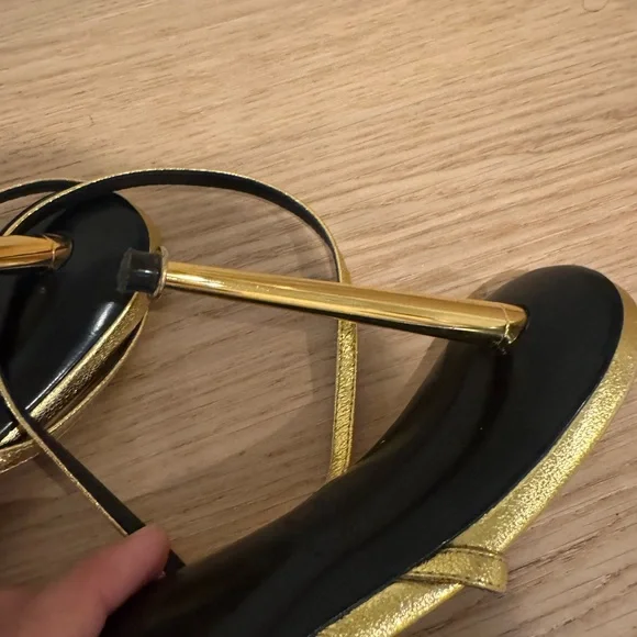 Tom Ford Metallic Gold Strappy Stiletto Sandals - Picture 10 of 16